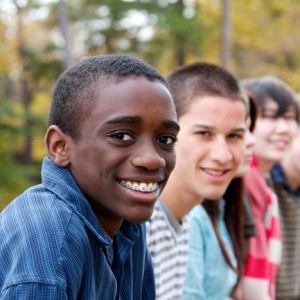 smiling teenage students