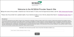 A screenshot of the NCSEAA Provider Search Site login page