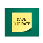 A post it note with the words save the date